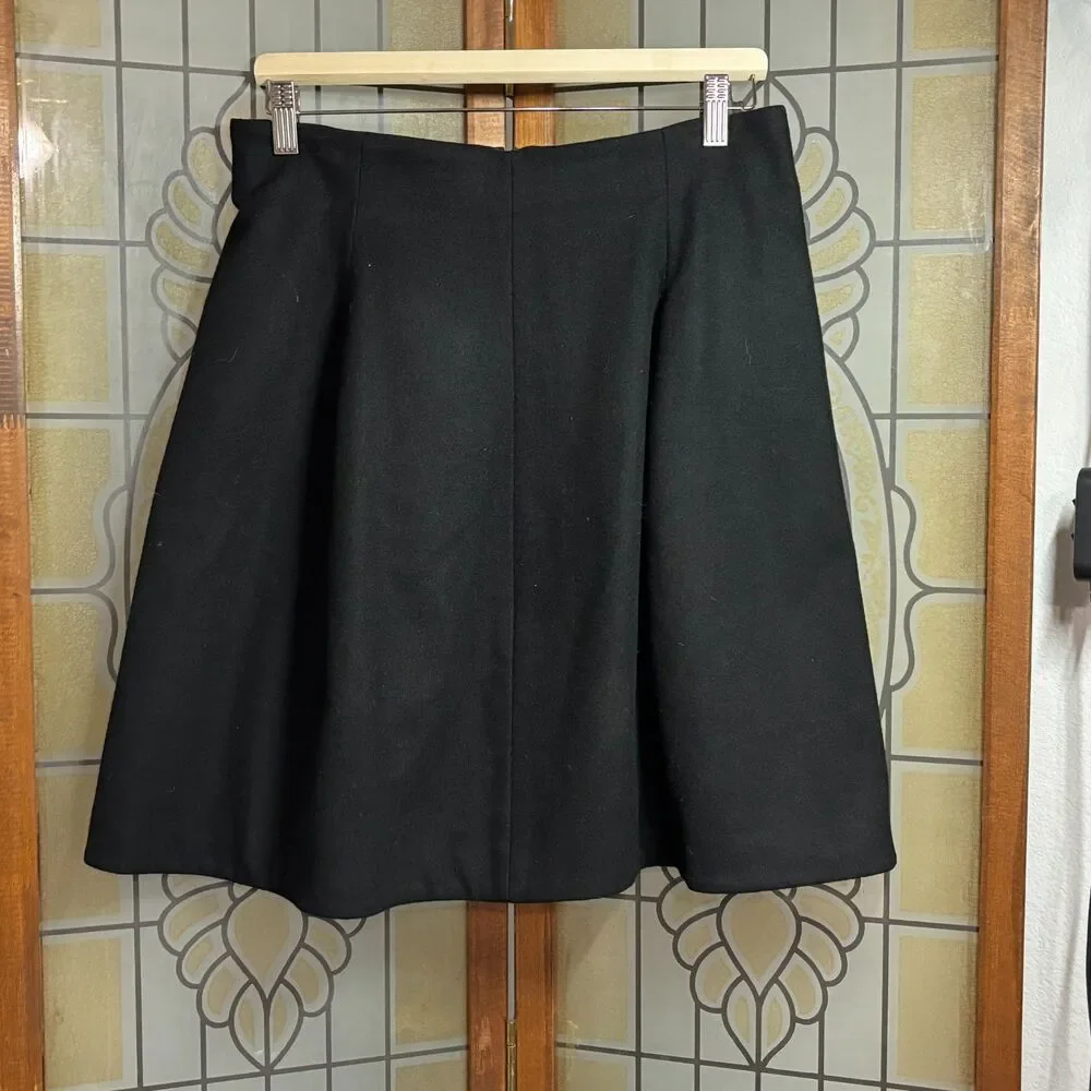 Ralph Lauren Sport Wool Blend Circle Flare Skirt Black Zipper Closure Size 10